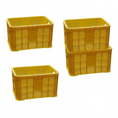콘티 상자 사각 운반 과일 노란 컨테이너 박스 3개
