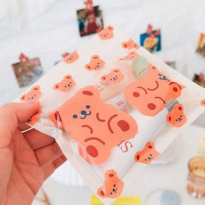 큐티 곰돌이 지퍼백 비닐 투명봉투 10매입 (10개)
